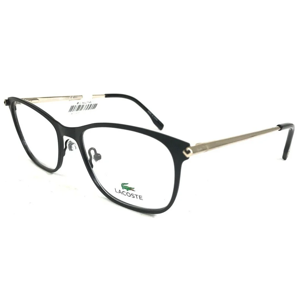 Lacoste Eyeglasses Frames L2276 001 Black Gold Cat Eye Full Rim 56-19-140